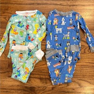 Little Sleepies 2T pajamas, Sesame Street and dogs, set of two